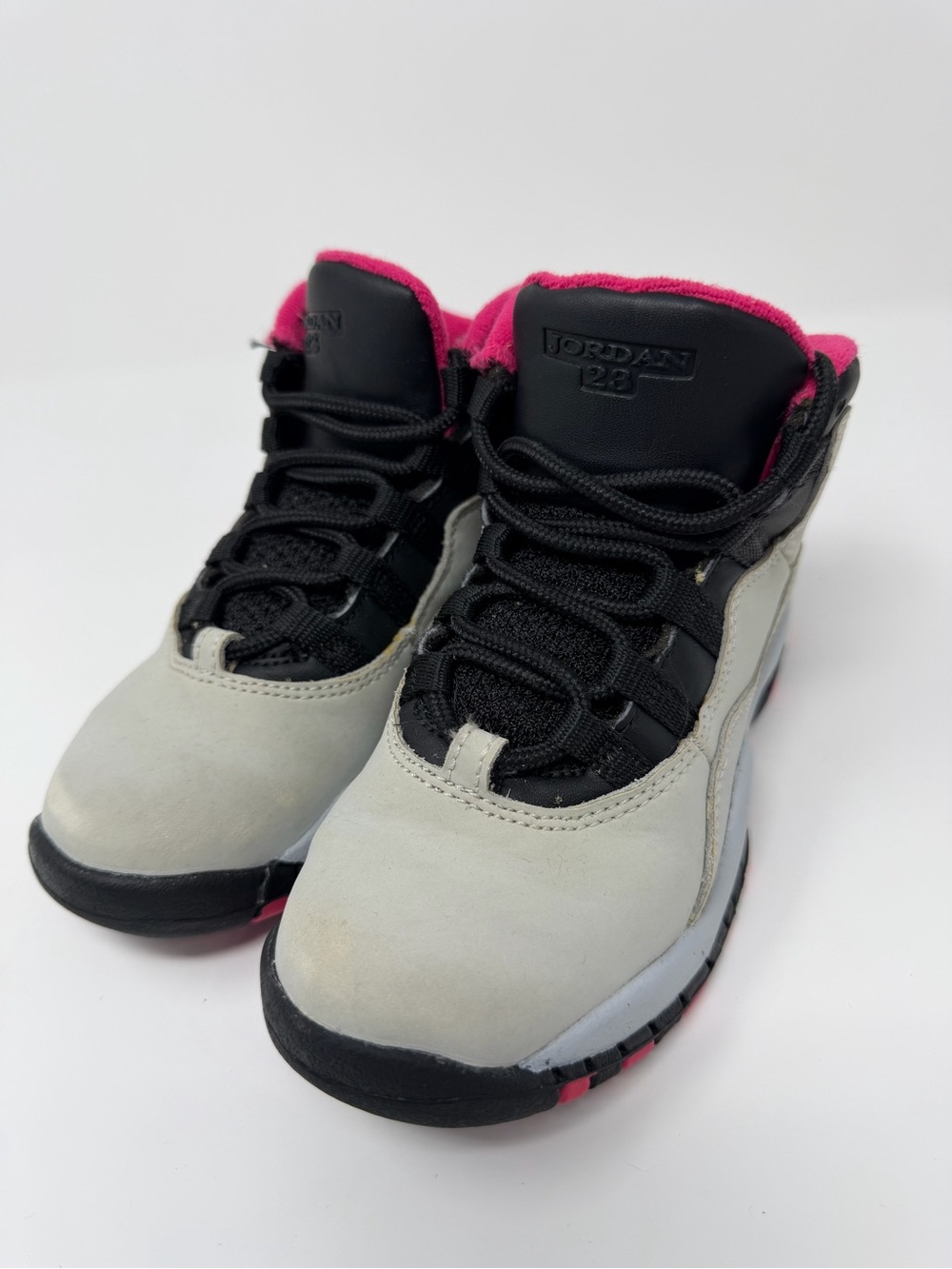 Jordan 10 Kids Gray and Pink High-Top Sneakers Sz.11
